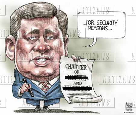 Stephen Harper censors Charter of Rights and Freedoms - Color